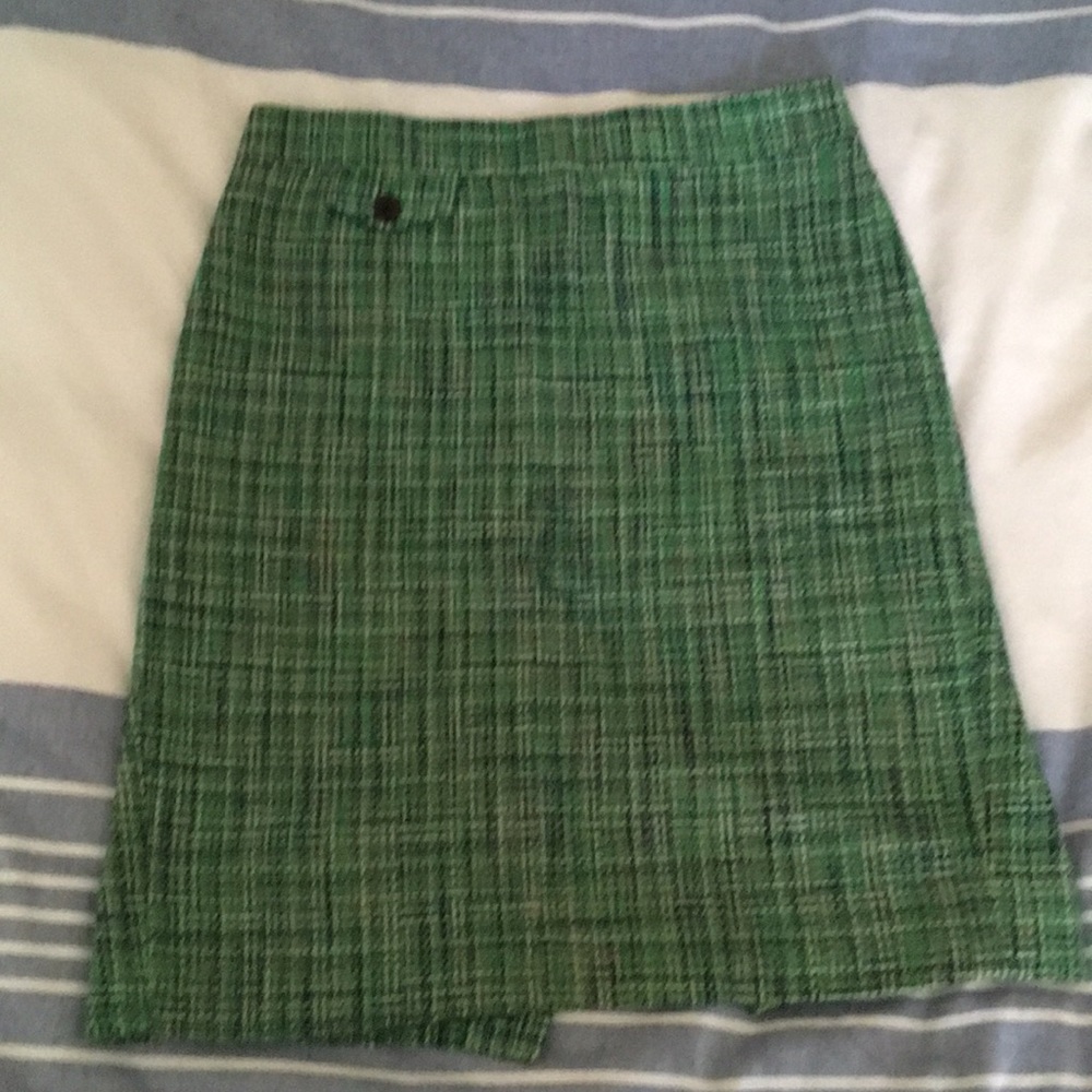 J. Crew No. 2 Pencil Skirt in Green Tweed